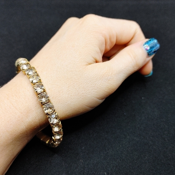 J. Crew Jewelry - J.Crew Gold Crystal Stretch Tennis Bracelet